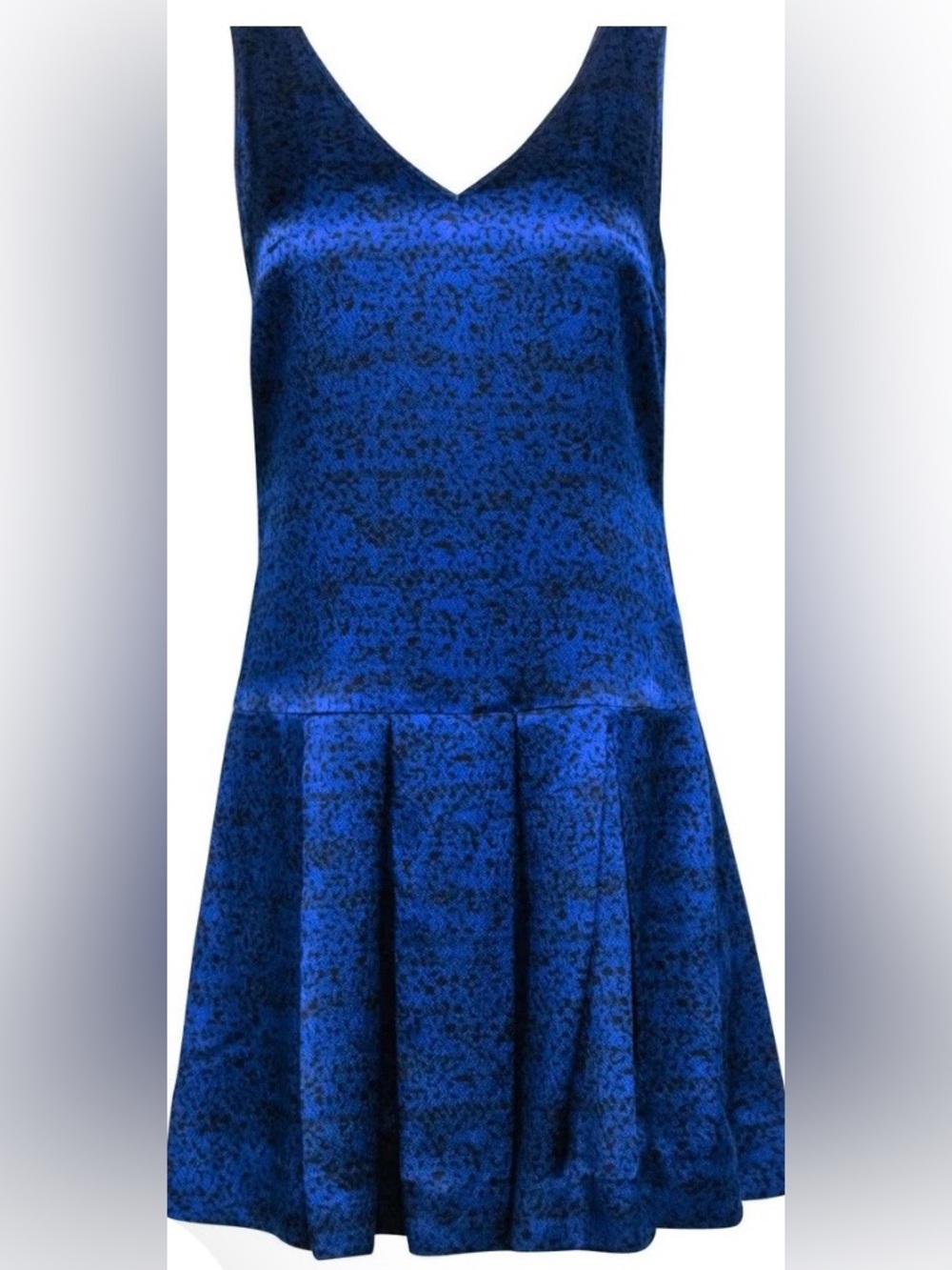Rebecca Taylor Blue and Black V‑Neck Sleeveless Dress